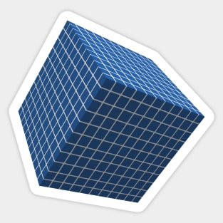 Design element cube with blue and white squares. Sticker